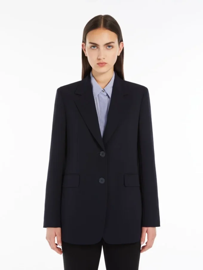 Enkeltradet blazer i cady, marineblå