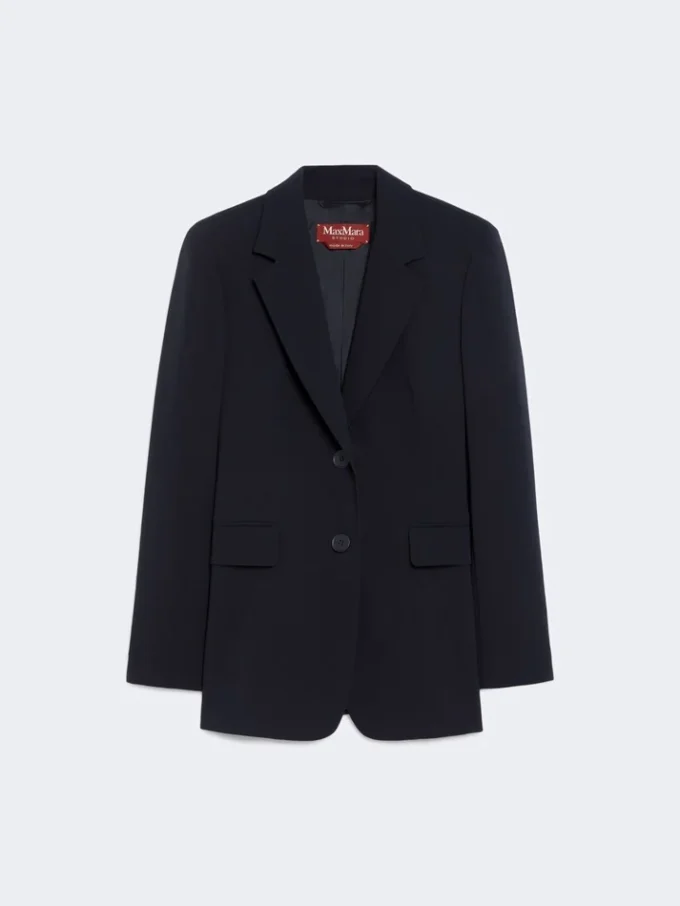 Enkeltradet blazer i cady, marineblå