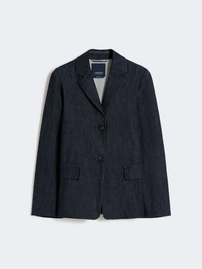 Enkeltradet stretch-denimjakke, ultramarin Enkeltradet stretch-denimjakke, ultramarin