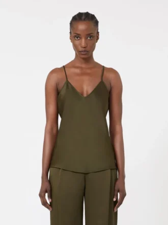 Envers-sateng-camisole-top, mosegrønn
