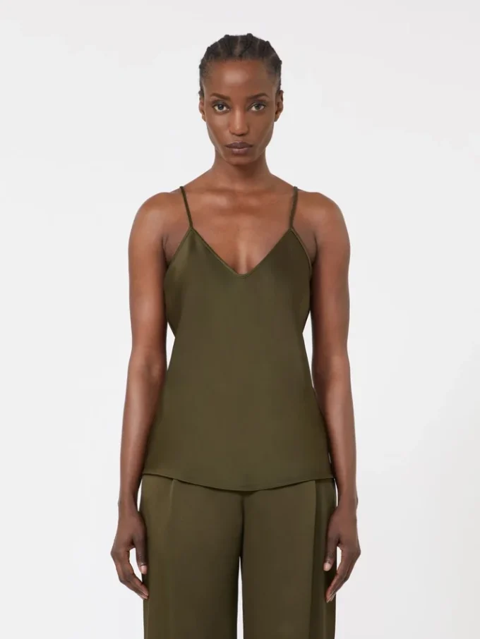 Envers-sateng-camisole-top, mosegrønn