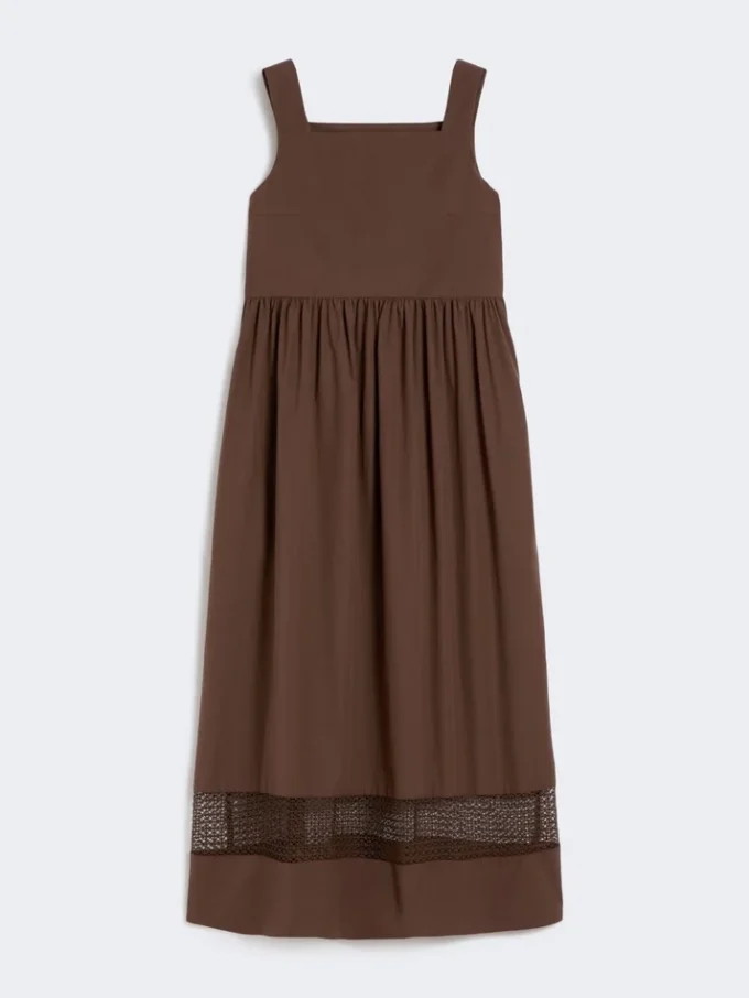 Ermeløs kjole i bomullspoplin, sjokolade Ermeløs kjole i bomullspoplin, sjokolade