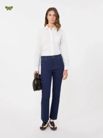 Femlommet stretch-jeans i marineblått