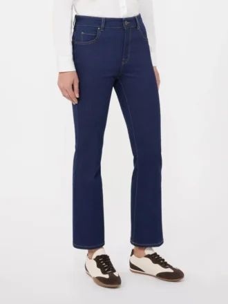 Femlommet stretch-jeans i marineblått