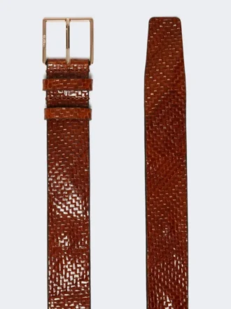 Flettet skinnbelte, tobakk
