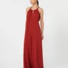 Flytende jumpsuit i envers-sateng, rød Flytende jumpsuit i envers-sateng, rød