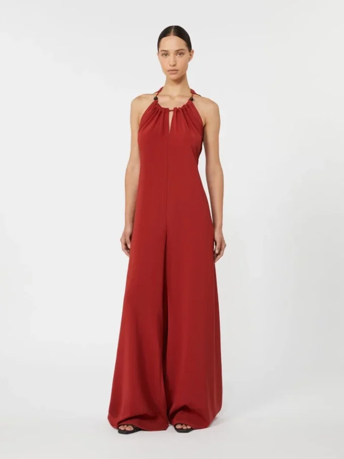 Flytende jumpsuit i envers-sateng, rød Flytende jumpsuit i envers-sateng, rød