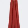 Flytende jumpsuit i envers-sateng, rød Flytende jumpsuit i envers-sateng, rød
