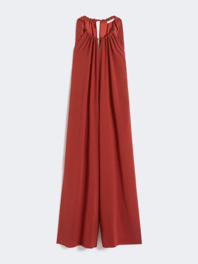 Flytende jumpsuit i envers-sateng, rød Flytende jumpsuit i envers-sateng, rød