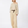 Genser i bomullsgarn og paljetter, beige