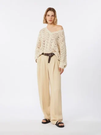 Genser i bomullsgarn og paljetter, beige