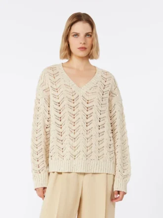 Genser i bomullsgarn og paljetter, beige