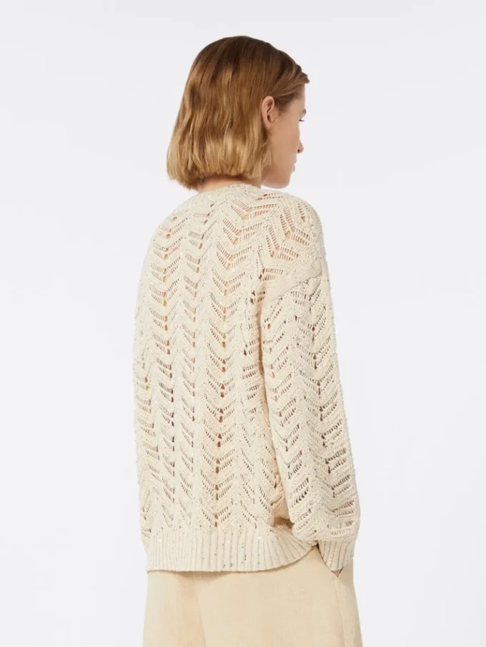 Genser i bomullsgarn og paljetter, beige