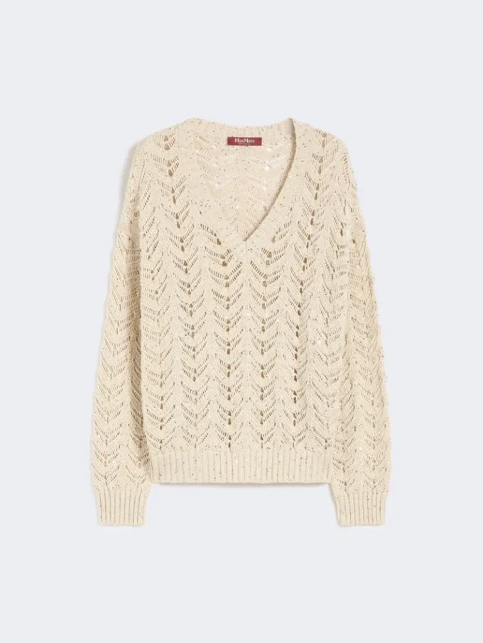 Genser i bomullsgarn og paljetter, beige