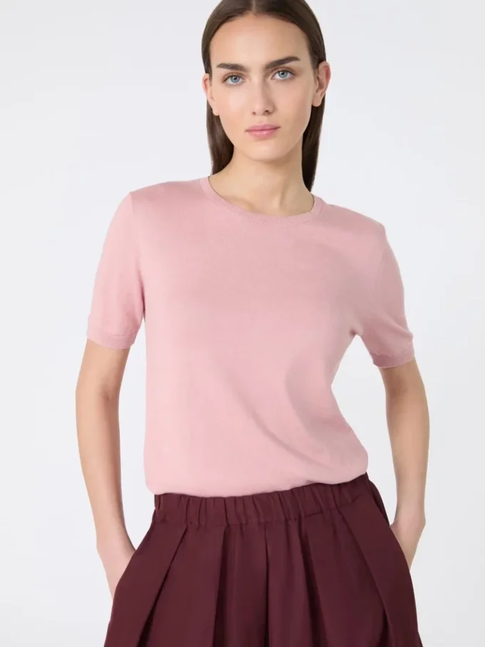 Genser i silke og bomull, rosa