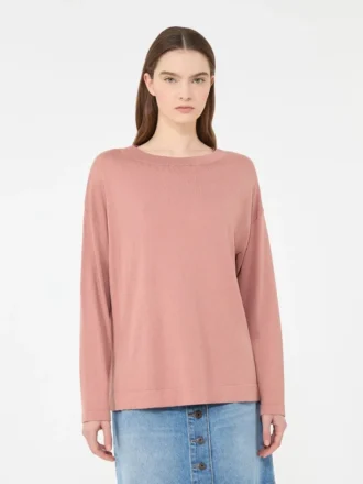 Genser i silke- og bomullsgarn, rosa