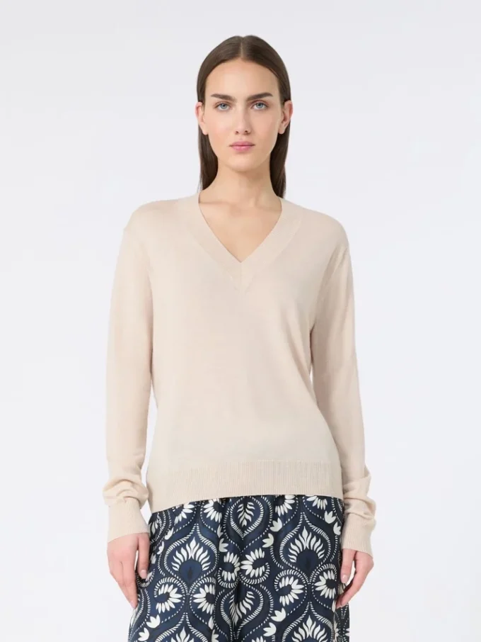Genser i ull og kashmir, beige
