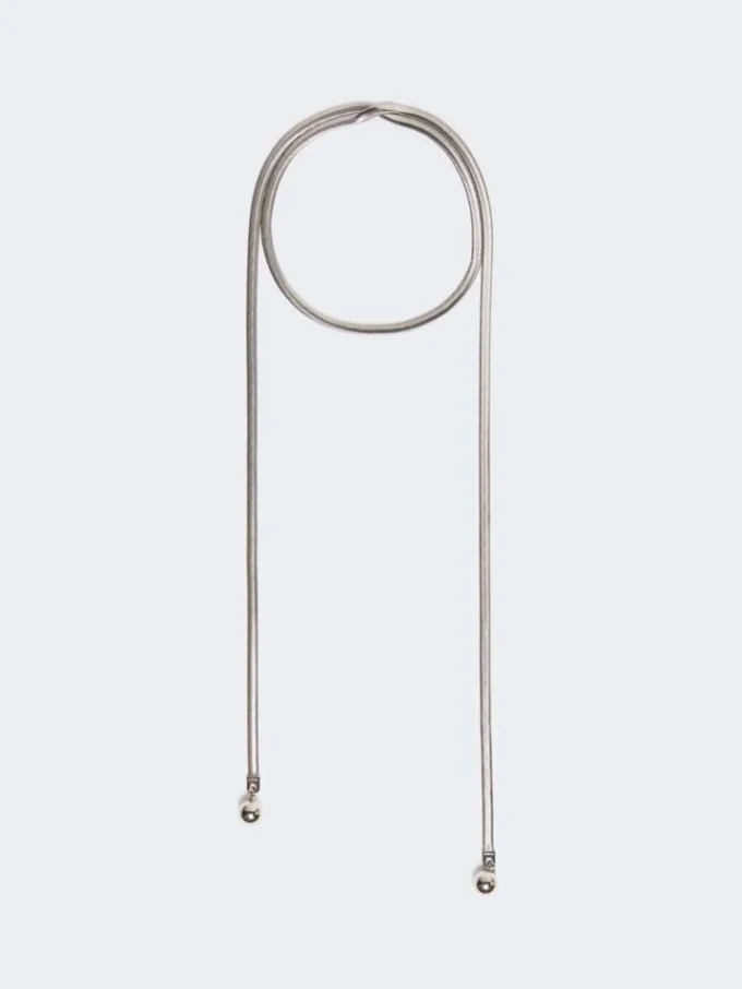 Halskjede i metall med kule-detaljer, palladium