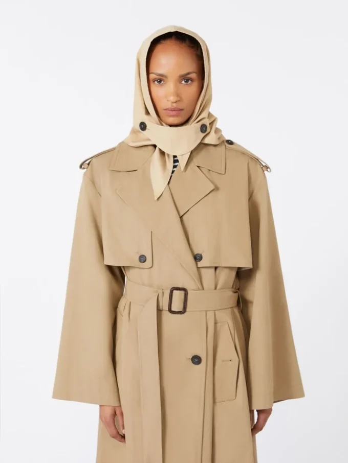 Hatt-foulard i vannavvisende gabardin, beige Hatt-foulard i vannavvisende gabardin, beige