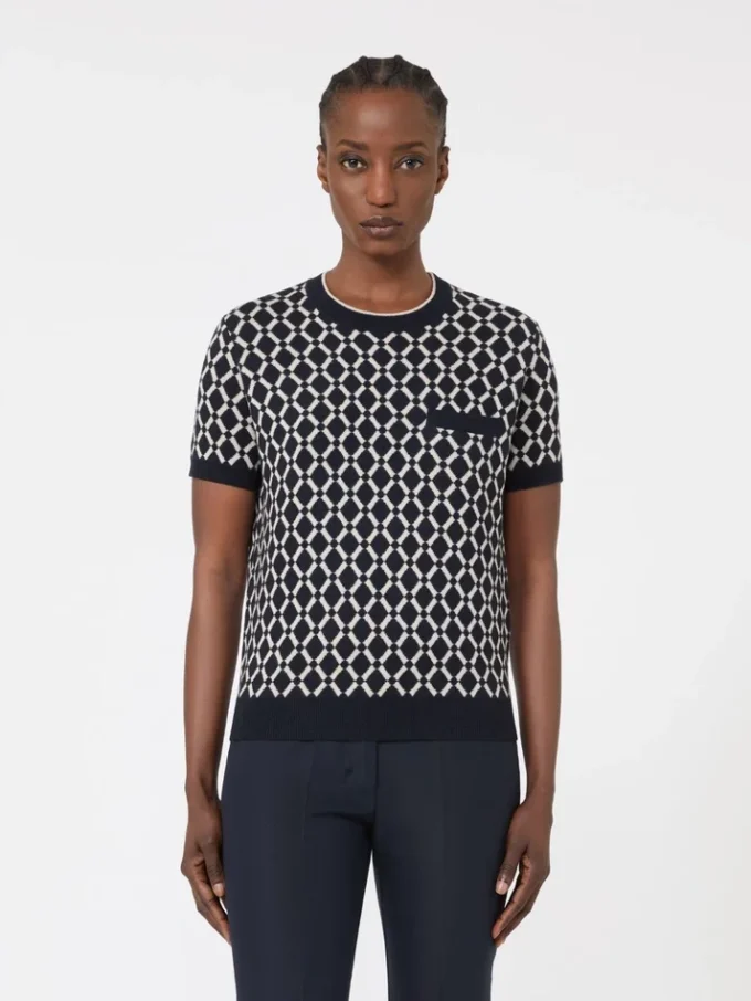 Jacquard-genser i ull, ultramarin