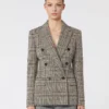 Jacquard-jerseyblazer, svartgrå