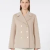 Jakke i bredvevd ull, beige-rosa