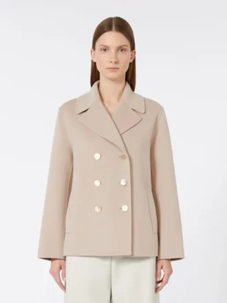 Jakke i bredvevd ull, beige-rosa
