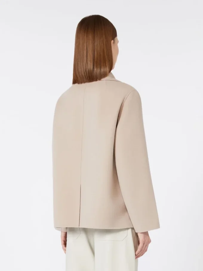 Jakke i bredvevd ull, beige-rosa