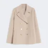 Jakke i bredvevd ull, beige-rosa