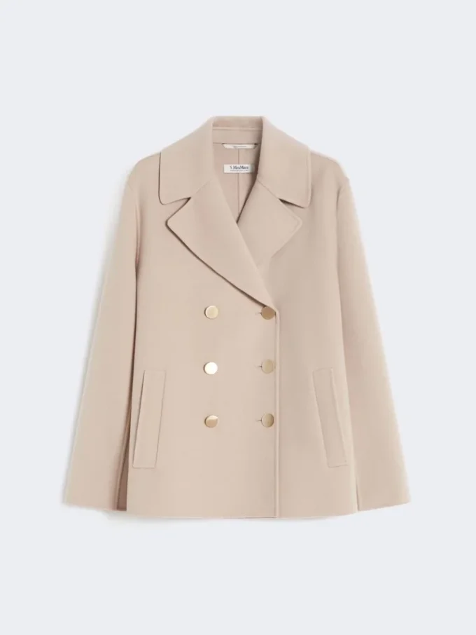 Jakke i bredvevd ull, beige-rosa