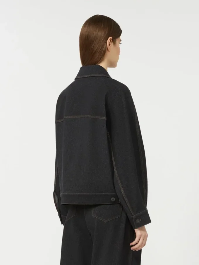 Jakke i denim med jersey-effekt, ultramarin Jakke i denim med jersey-effekt, ultramarin