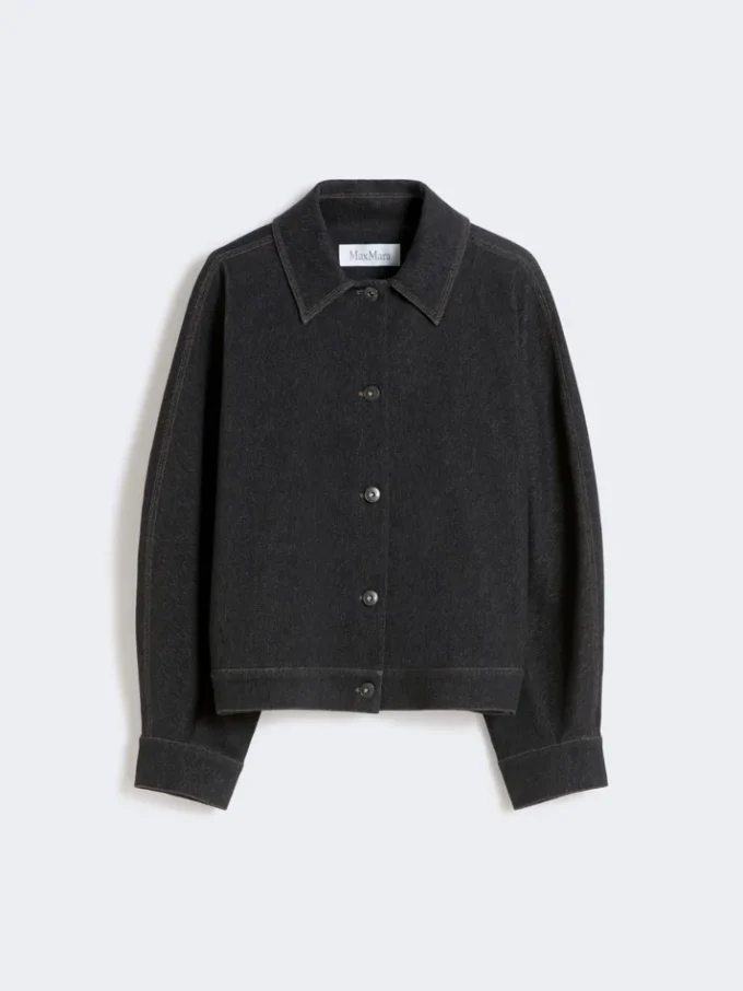 Jakke i denim med jersey-effekt, ultramarin Jakke i denim med jersey-effekt, ultramarin