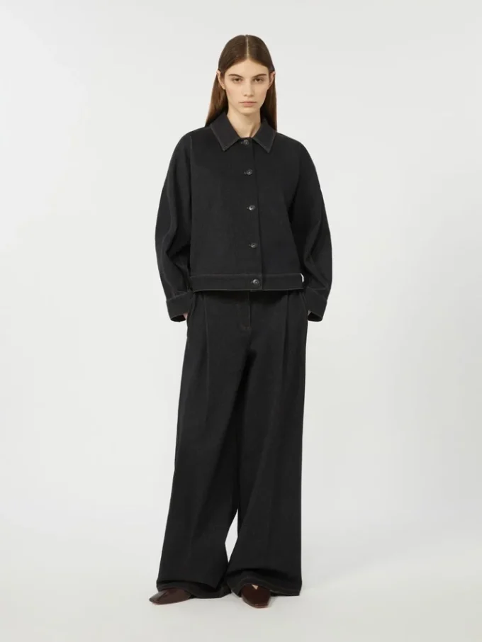 Jerseybukse med fem lommer i denim-effekt, ultramarin Jerseybukse med fem lommer i denim-effekt, ultramarin