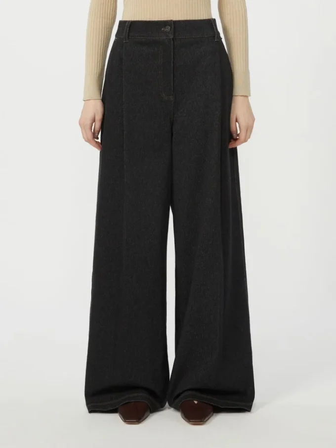 Jerseybukse med fem lommer i denim-effekt, ultramarin Jerseybukse med fem lommer i denim-effekt, ultramarin