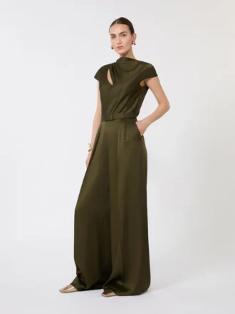 Jumpsuit i Envers-sateng, mosegrønn
