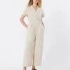 Jumpsuit i viskose og lin, Batavia, beige