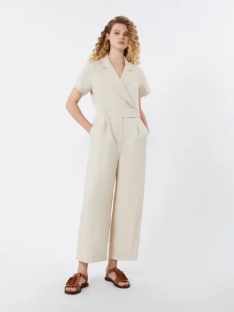 Jumpsuit i viskose og lin, Batavia, beige