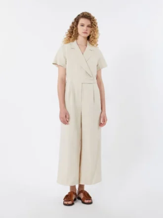 Jumpsuit i viskose og lin, Batavia, beige