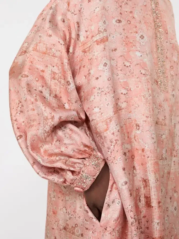 Kaftankjole i twill med trykk, korall Kaftankjole i twill med trykk, korall
