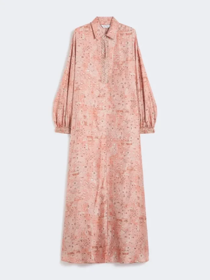 Kaftankjole i twill med trykk, korall Kaftankjole i twill med trykk, korall