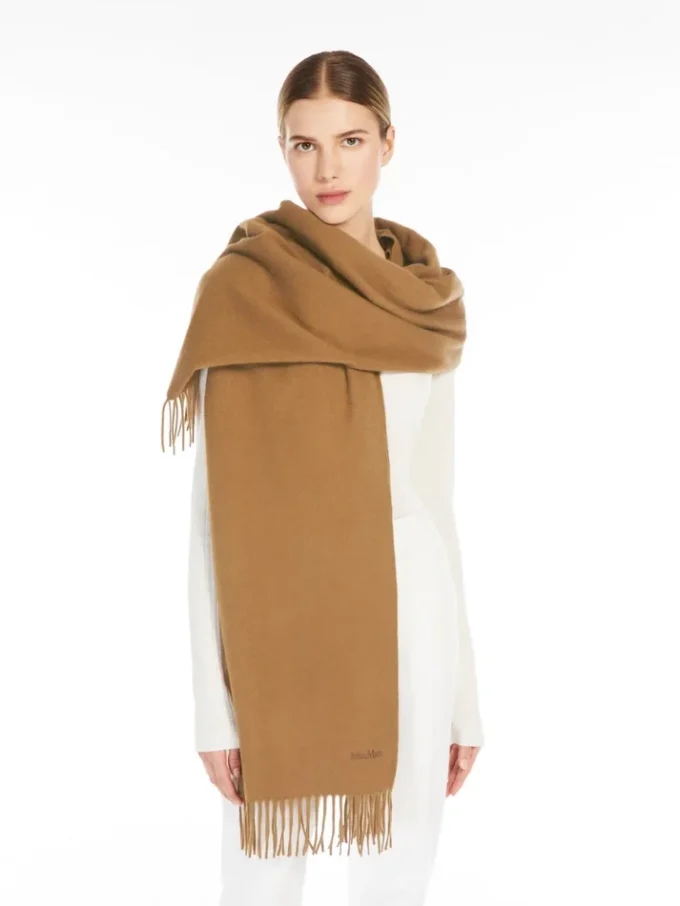 Kashmir-stole med logo, beige