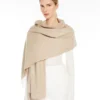 Kashmir-stole med logo, beige