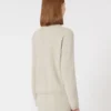 Kashmirstrikket cardigan, beige