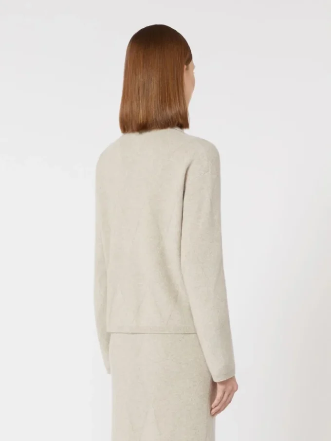 Kashmirstrikket cardigan, beige