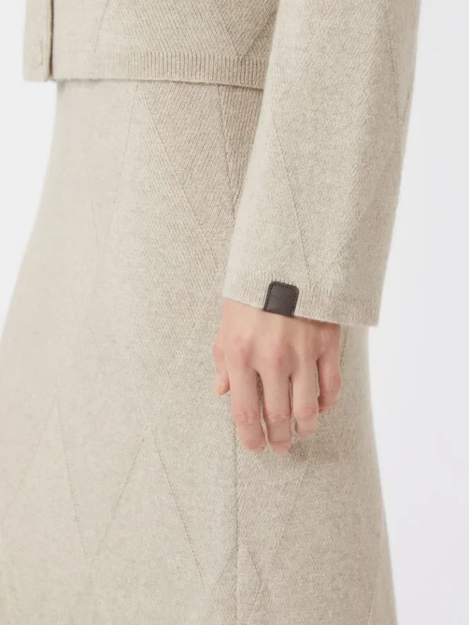 Kashmirstrikket cardigan, beige