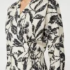 Kjole i trykt poplin, beige Kjole i trykt poplin, beige