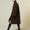 Kokonfrakk i ull og mohair, brun Kokonfrakk i ull og mohair, brun