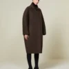 Kokonfrakk i ull og mohair, brun Kokonfrakk i ull og mohair, brun
