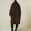Kokonfrakk i ull og mohair, brun Kokonfrakk i ull og mohair, brun