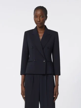Kort blazer i ullstoff, ultramarin